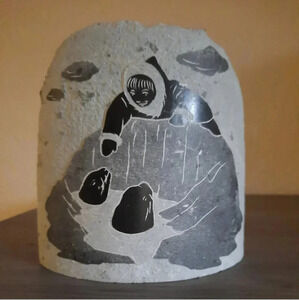 Carved Soapstone Inuit Seals Sea Lions Curved Tabletop Decor Made in Canada
